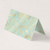Elegant Gold Light Blauwgroen Mandala Floral Visitekaartjes (Achterkant)