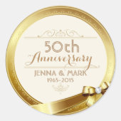 Elegant Gold Lijst 50th Wedding Jubileum Melami Ronde Sticker (Voorkant)