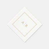 Elegant Gold Lijst en Initialen Wedding Favor Servet (Hoek)