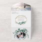 Elegant Gold Lijst Eucalyptus Menu Keuze bruiloft All In One Uitnodiging (Buitenkant)