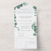 Elegant Gold Lijst Eucalyptus Menu Keuze bruiloft All In One Uitnodiging (Binnen)