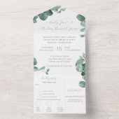 Elegant Gold Lijst Eucalyptus Wreath Weddenschap All In One Uitnodiging (Binnen)