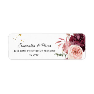 Elegant Gold Lijst Floral Red & Roze Etiket