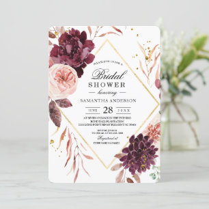 Elegant Gold Lijst Floral Red & Roze Kaart