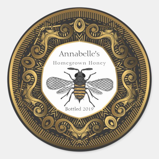 Elegant Gold Lijst Honey Label (Voorkant)