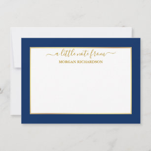 Elegant Gold Lijst - Kies formaat - marineblauw Notitiekaartje