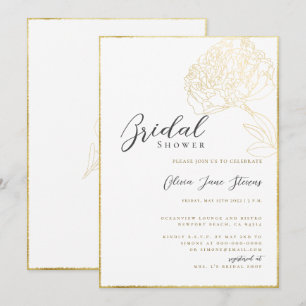 Elegant Gold Lijst Peony Sketch Boho Vrijgezellenf Kaart