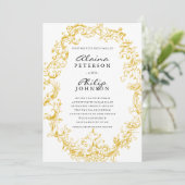 Elegant Gold Lijst Wedding Invitation Sjabloon Kaart (Staand voorkant)