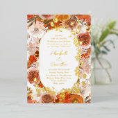 Elegant Gold Lijst Wreator Floral Abundance Weddin Folie Uitnodiging (Staand Voorkant)