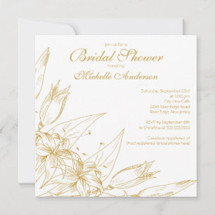 Elegant gold Lily Flower Bridal Shower Invitation Kaart