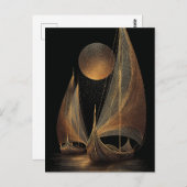 Elegant Gold Line Art Illustration of Longships Briefkaart (Voorkant / Achterkant)