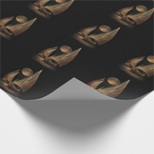 Elegant Gold Line Art Illustration of Longships Cadeaupapier (Hoek)