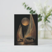 Elegant Gold Line Art Illustration of Longships Feestdagenkaart (Staand voorkant)