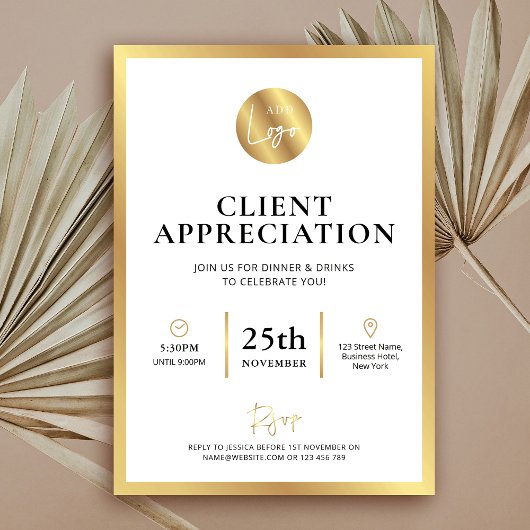 Elegant Gold Logo Client-appreciatiedag Kaart