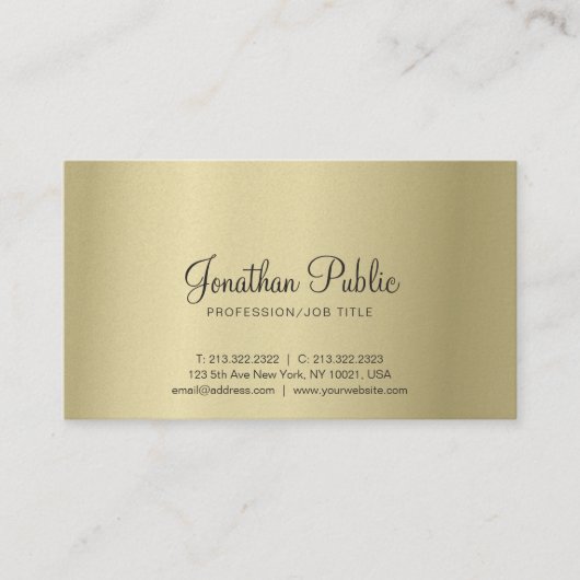 Elegant Gold look Modern Creative Plain Luxe Visitekaartje (Voorkant)