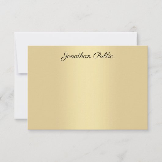 Elegant Gold look Modern handgeschreven script Notitiekaartje (Voorkant)