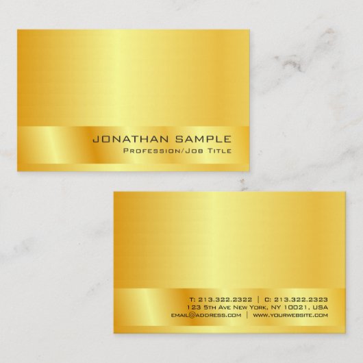 Elegant Gold look Moderne professionele Sjabloon Visitekaartje (Voorkant / Achterkant)