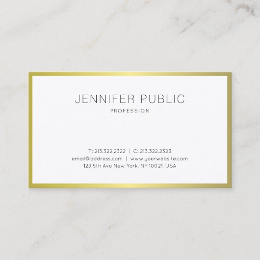 Elegant Gold look Professional Modern Plain Luxe Visitekaartje (Voorkant)