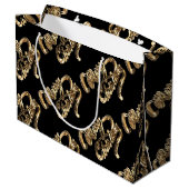 Elegant Gold look Script Black Merry kerst Groot Cadeauzakje (Achterkant Gekanteld)