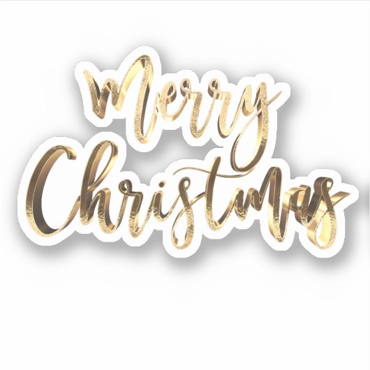 Elegant Gold Look Script Feestelijk Vrolijk Kerstf Sticker (Voorkant)