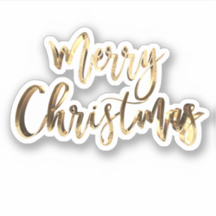 Elegant Gold look Script Festive Merry Kerstry Sticker