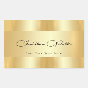 Elegant Gold Look Script Sjabloon Typografie Rechthoekige Sticker