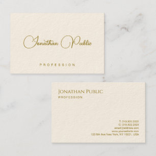 Elegant Gold Look Tekst Signature Cream Typografie Visitekaartje