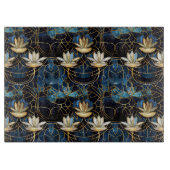 Elegant Gold Lotus Faux Glas in lood Pattern Snijplank (Voorkant)