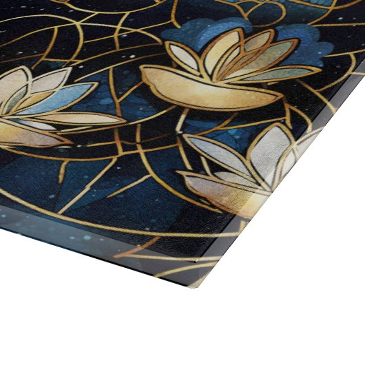 Elegant Gold Lotus Faux Glas in lood Pattern Snijplank (Hoek)