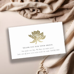 ELEGANT GOLD LOTUS FLORAL LOGO SHOPPING DANK U VISITEKAARTJE