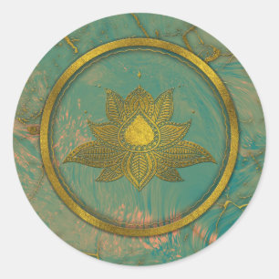 Elegant Gold Lotus flower op marmer Ronde Sticker