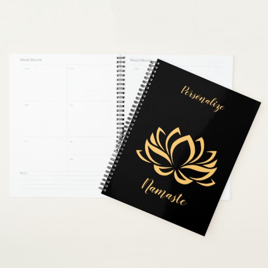 Elegant Gold Lotus Flower Zen Yoga Monogrammed Planner (Display)