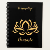 Elegant Gold Lotus Flower Zen Yoga Monogrammed Planner (Voorkant)