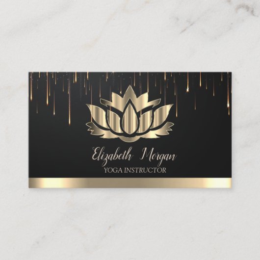 Elegant Gold Lotus Gold Stripe droogt Yoga op Visitekaartje (Voorkant)