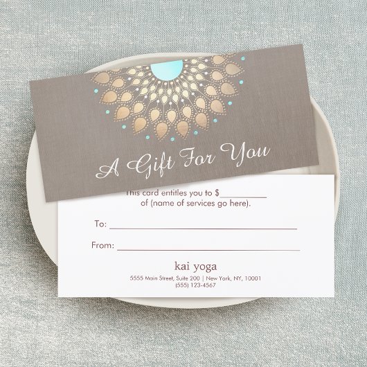 Elegant Gold  Lotus Mandala Gift Certificate