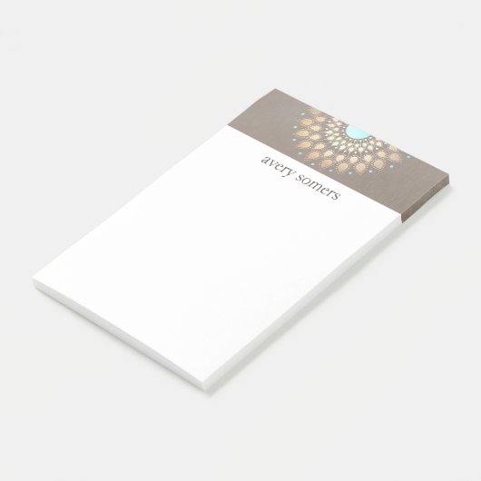 Elegant Gold  Lotus Mandala Taupe Linen Kijk uit Post-it® Notes (Schuin)