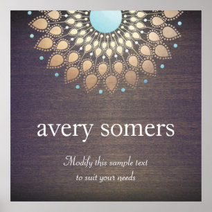 Elegant Gold Lotus Mandala Wood Poster