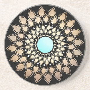 Elegant Gold Lotus Mandala Zandsteen Onderzetter