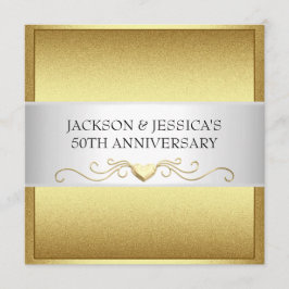 Elegant Gold Love Hearts 50th Jubileum Party Kaart