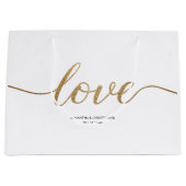 Elegant Gold Love Script Huwelijk op maat gunst Groot Cadeauzakje (Voorkant)