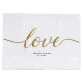 Elegant Gold Love Script Huwelijk op maat gunst Groot Cadeauzakje (Achterkant)