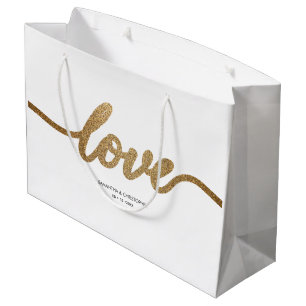 Elegant Gold Love Script Huwelijk op maat gunst Groot Cadeauzakje