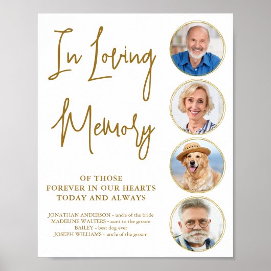 Elegant Gold Loving Memory Foto Weddenschap Memori Poster (Voorkant)
