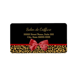 Elegant Gold-luipaard afdrukken met Red Bow Hair S Etiket