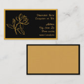 Elegant Gold Magnolia Flower Black BG Chic Visitekaartje (Voorkant / Achterkant)