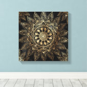 Elegant Gold Mandala Black Design Canvas Afdruk (Insitu (Houten vloer))