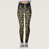 Elegant Gold Mandala Black Design Leggings (Voorkant)