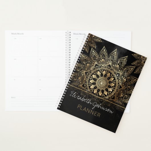 Elegant Gold Mandala Black Design Planner (Display)