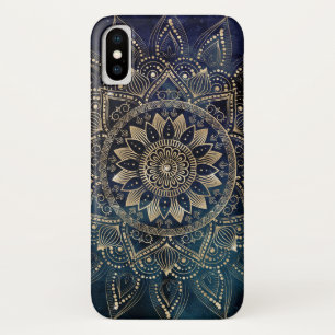 Elegant Gold Mandala Blue Galaxy Design iPhone X Hoesje