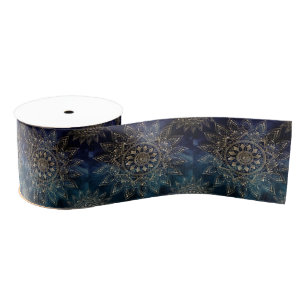 Elegant Gold Mandala Blue Galaxy Design Grosgrain Lint